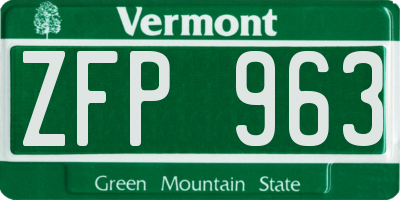 VT license plate ZFP963