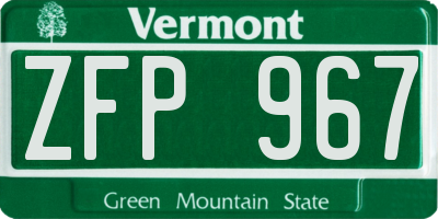 VT license plate ZFP967