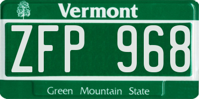 VT license plate ZFP968