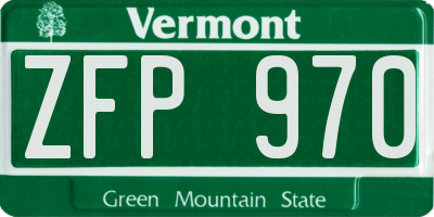 VT license plate ZFP970