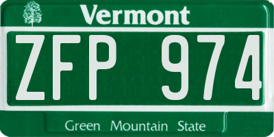 VT license plate ZFP974