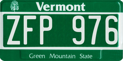 VT license plate ZFP976
