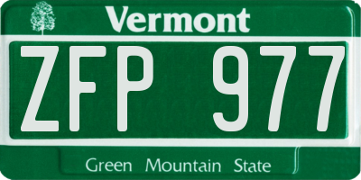 VT license plate ZFP977