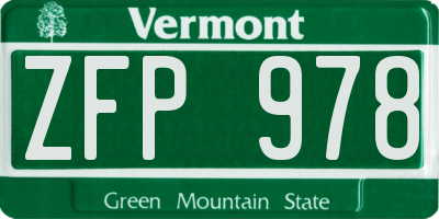 VT license plate ZFP978