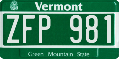 VT license plate ZFP981