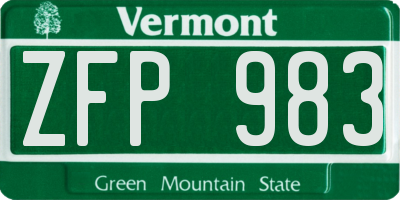 VT license plate ZFP983