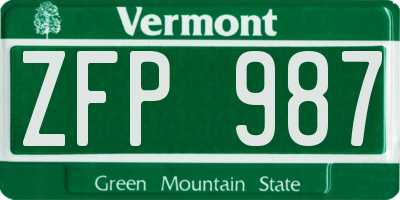 VT license plate ZFP987