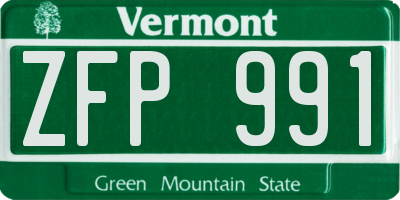 VT license plate ZFP991