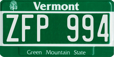 VT license plate ZFP994