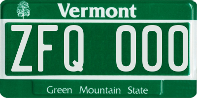 VT license plate ZFQ000