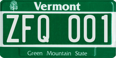 VT license plate ZFQ001