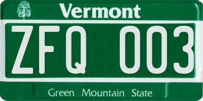VT license plate ZFQ003