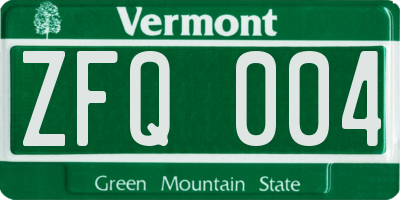 VT license plate ZFQ004
