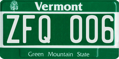 VT license plate ZFQ006
