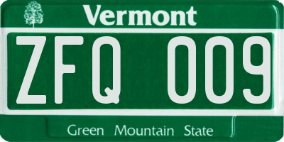 VT license plate ZFQ009