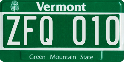 VT license plate ZFQ010