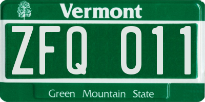 VT license plate ZFQ011