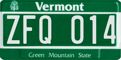 VT license plate ZFQ014
