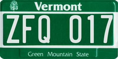 VT license plate ZFQ017