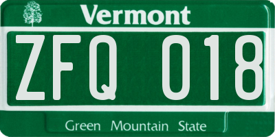 VT license plate ZFQ018