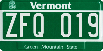 VT license plate ZFQ019
