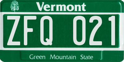 VT license plate ZFQ021