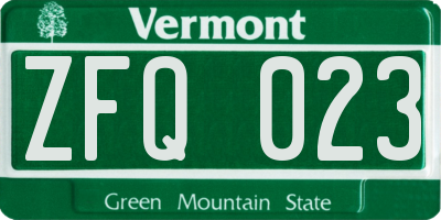 VT license plate ZFQ023