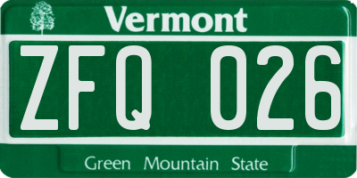 VT license plate ZFQ026