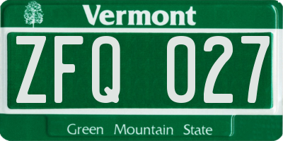 VT license plate ZFQ027
