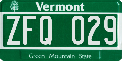VT license plate ZFQ029