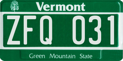 VT license plate ZFQ031