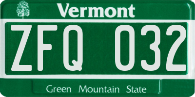 VT license plate ZFQ032
