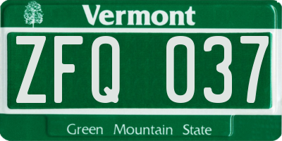 VT license plate ZFQ037