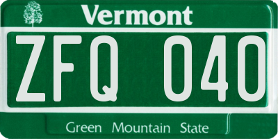 VT license plate ZFQ040