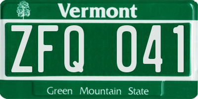 VT license plate ZFQ041