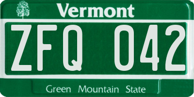 VT license plate ZFQ042