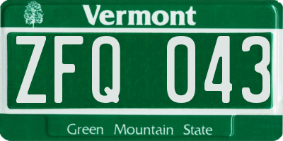 VT license plate ZFQ043