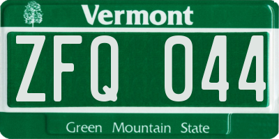 VT license plate ZFQ044