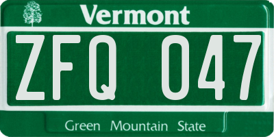 VT license plate ZFQ047