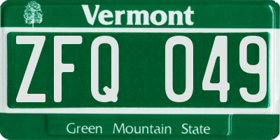 VT license plate ZFQ049