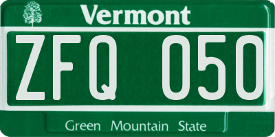 VT license plate ZFQ050