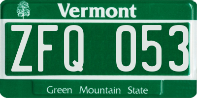 VT license plate ZFQ053