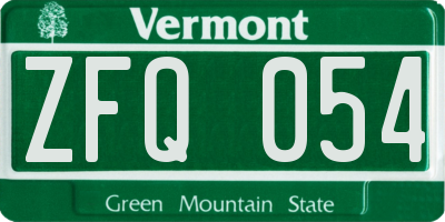 VT license plate ZFQ054