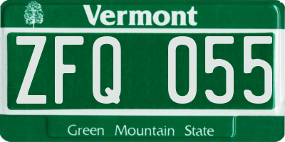 VT license plate ZFQ055