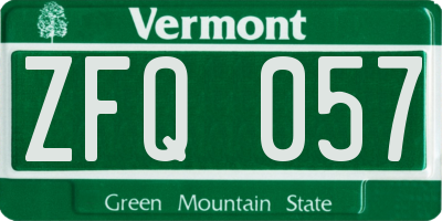 VT license plate ZFQ057