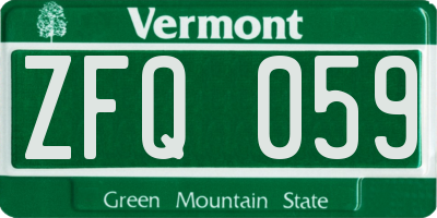 VT license plate ZFQ059