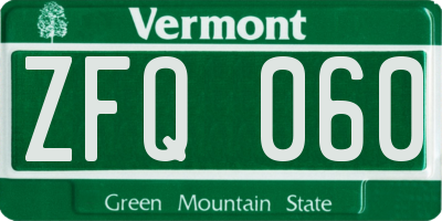 VT license plate ZFQ060