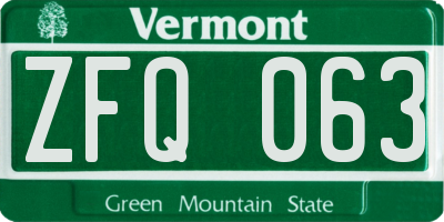 VT license plate ZFQ063