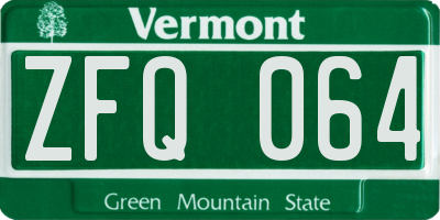 VT license plate ZFQ064