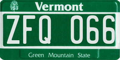 VT license plate ZFQ066
